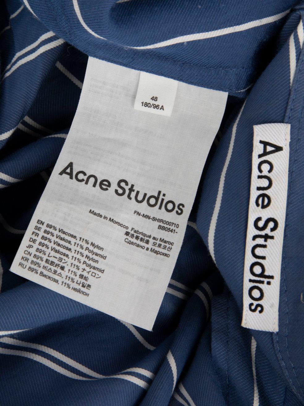 Acne Studios Camisa abotonada de rayas azules Talla 4XL en Bueno estado para la venta en London, GB