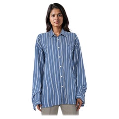 Acne Studios Camisa abotonada de rayas azules Talla 4XL