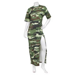 Acne Studios Camouflage Print Cotton Maxi Dress With High-Slit