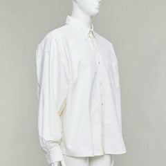 ACNE STUDIOS cream cotton cocoon silhouette AS embroidered shirt FR50 L