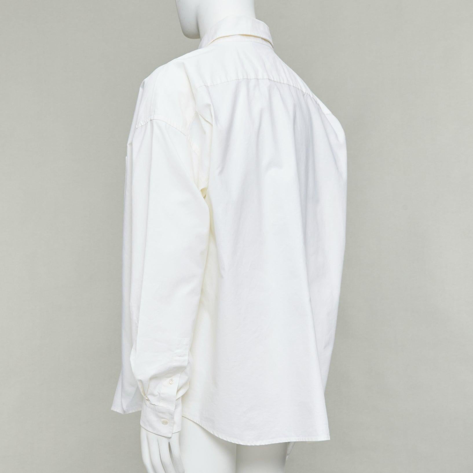 ACNE STUDIOS cremefarbenes Baumwollhemd mit Kokonsilhouette und AS-Stickerei FR50 L im Angebot 2