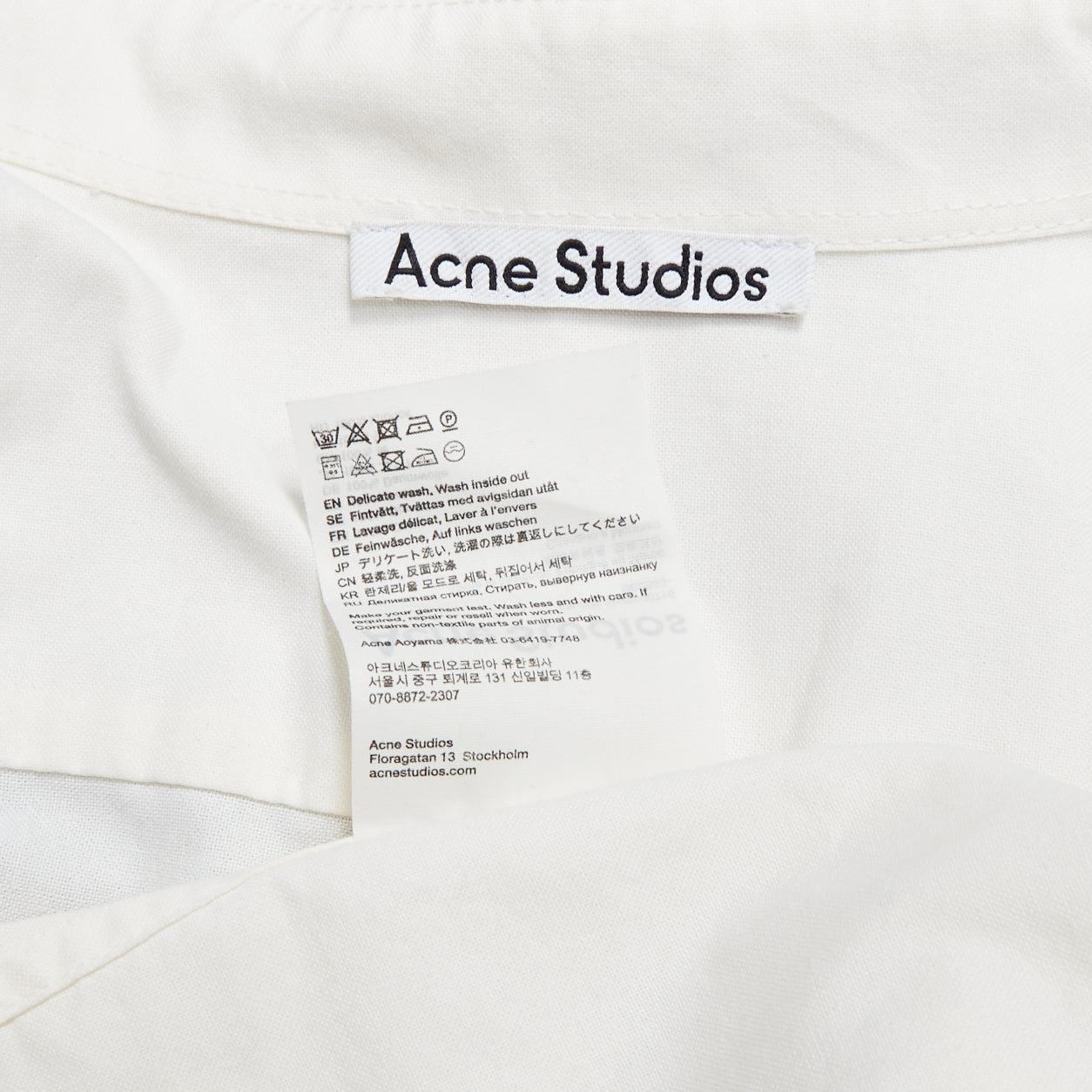 ACNE STUDIOS cremefarbenes Baumwollhemd mit Kokonsilhouette und AS-Stickerei FR50 L im Angebot 4
