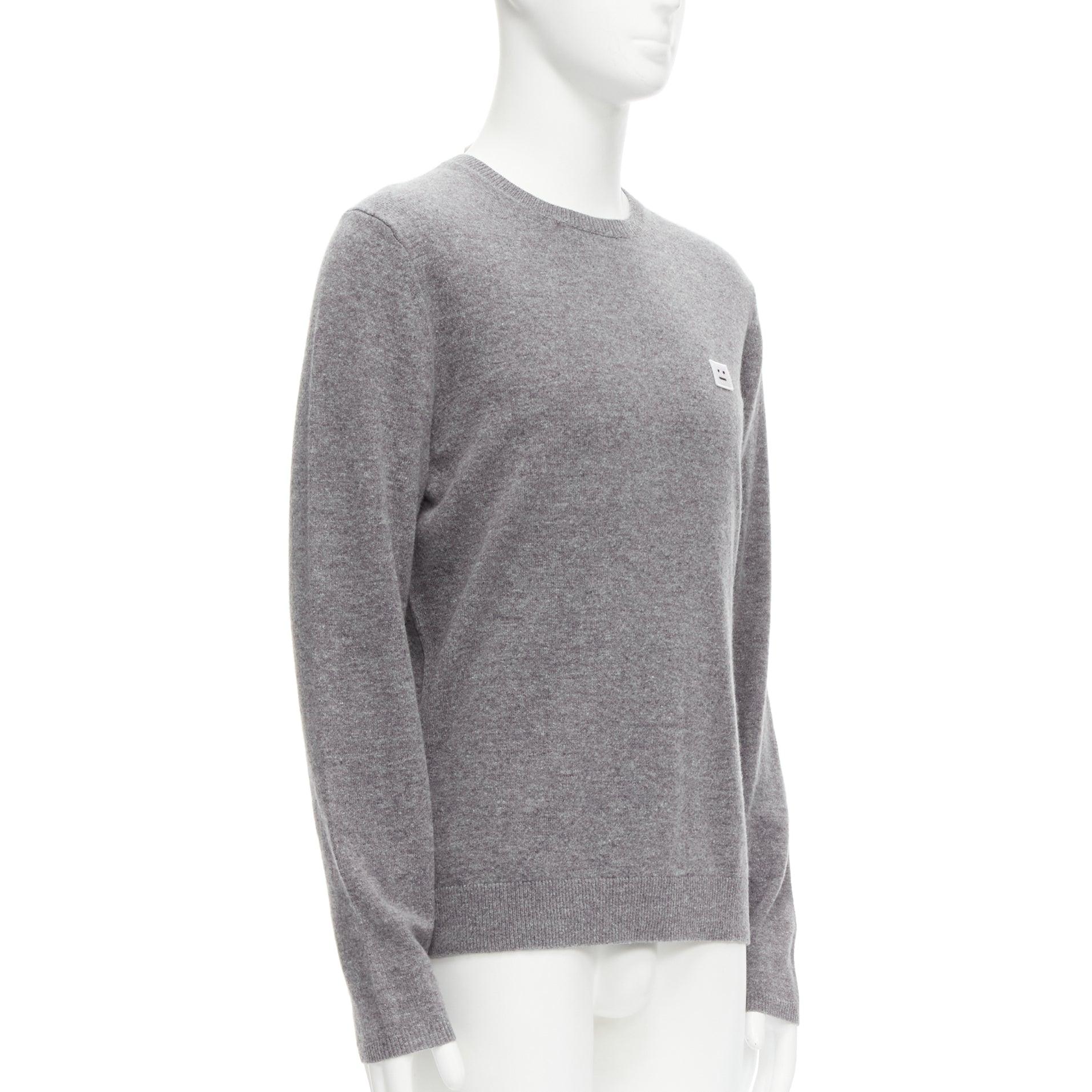 Gray ACNE STUDIOS Dasher Face grey 100% wool long sleeves sweater XL
