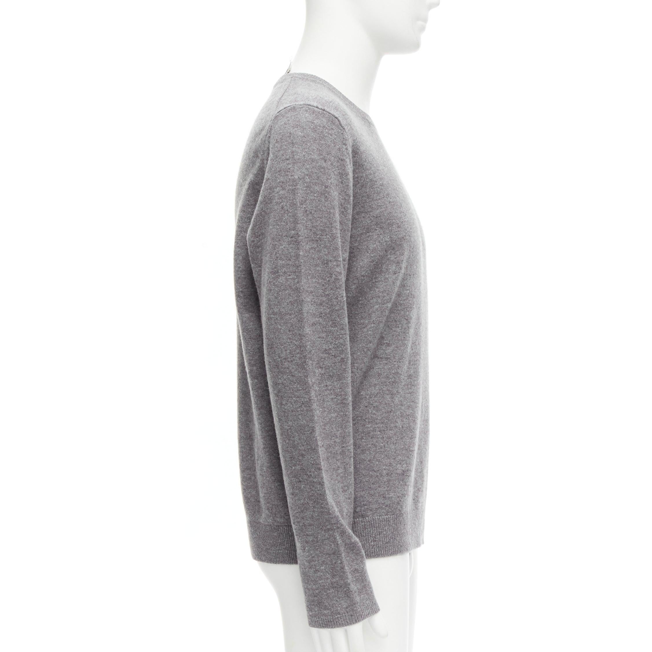 ACNE STUDIOS Dasher Face grey 100% wool long sleeves sweater XL In Excellent Condition In Hong Kong, NT