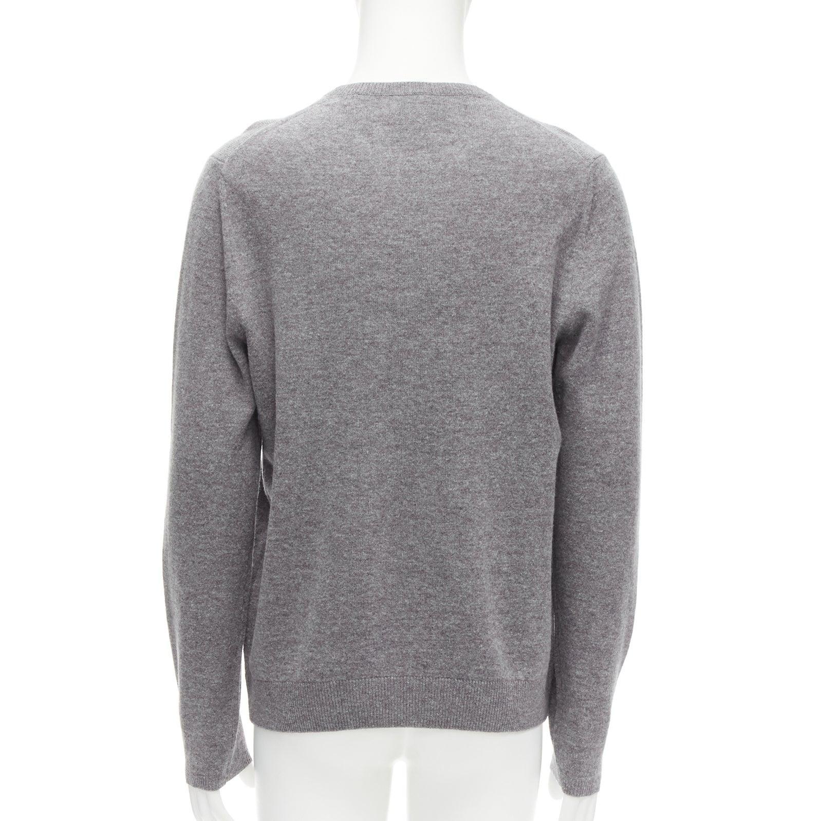 Men's ACNE STUDIOS Dasher Face grey 100% wool long sleeves sweater XL