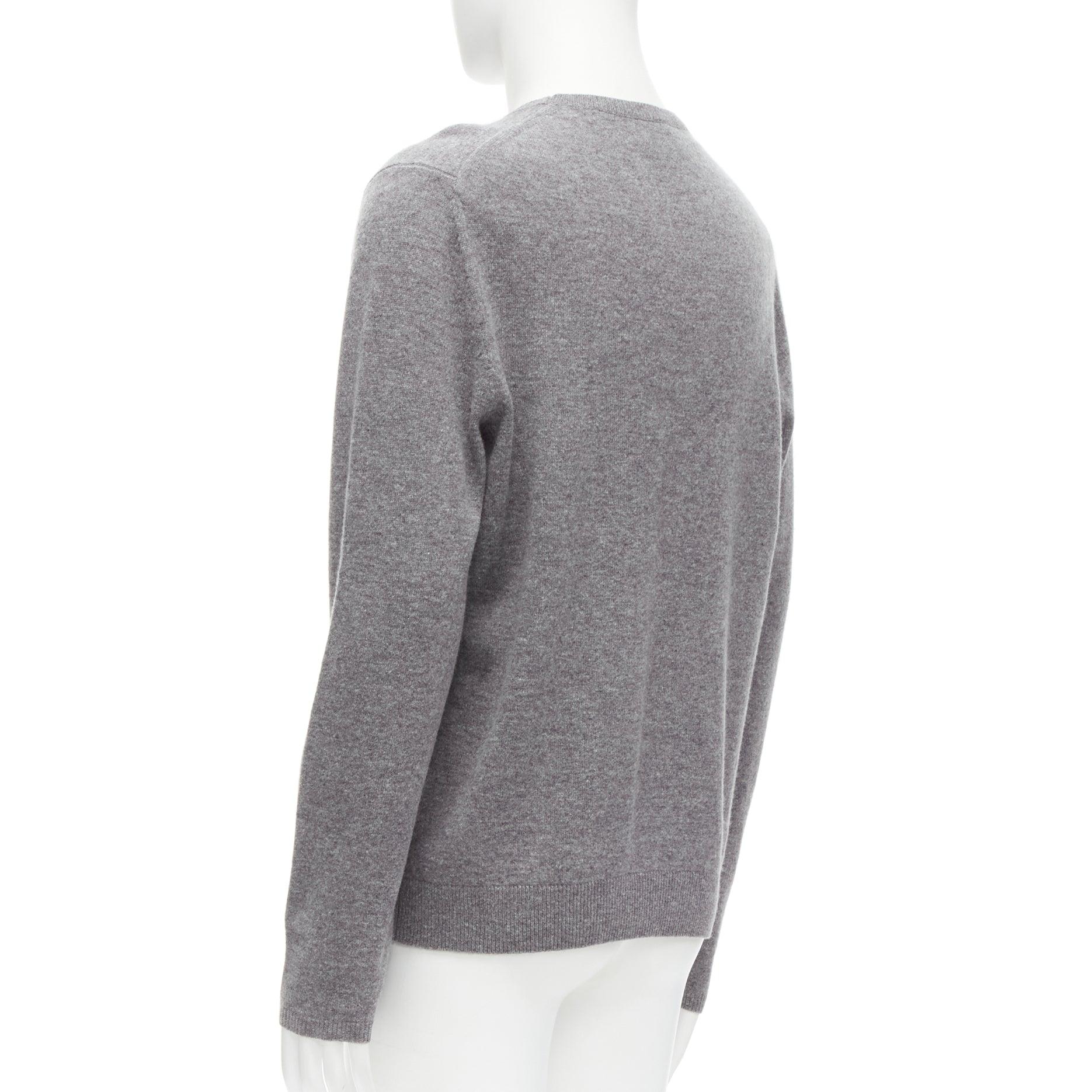 ACNE STUDIOS Dasher Face grey 100% wool long sleeves sweater XL 1