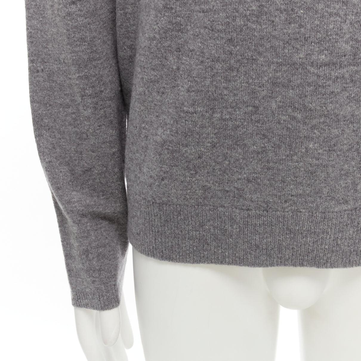 ACNE STUDIOS Dasher Face grey 100% wool long sleeves sweater XL 2