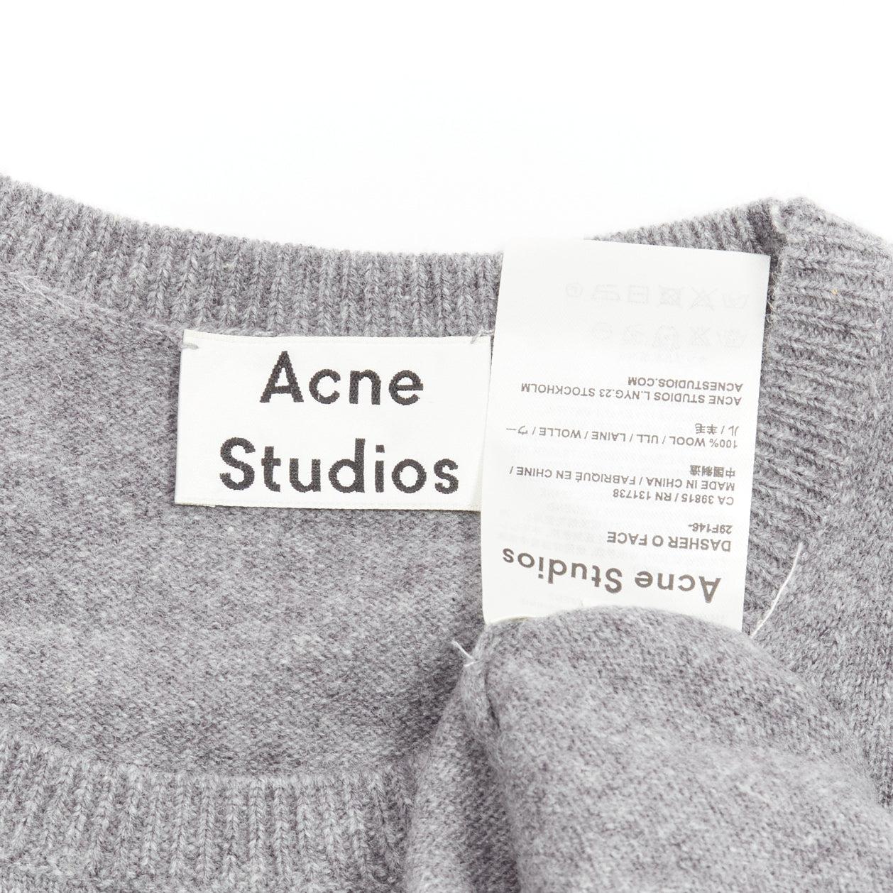 ACNE STUDIOS Dasher Face grey 100% wool long sleeves sweater XL 3