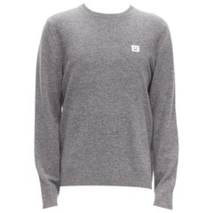 ACNE STUDIOS Dasher Face grey 100% wool long sleeves sweater XL