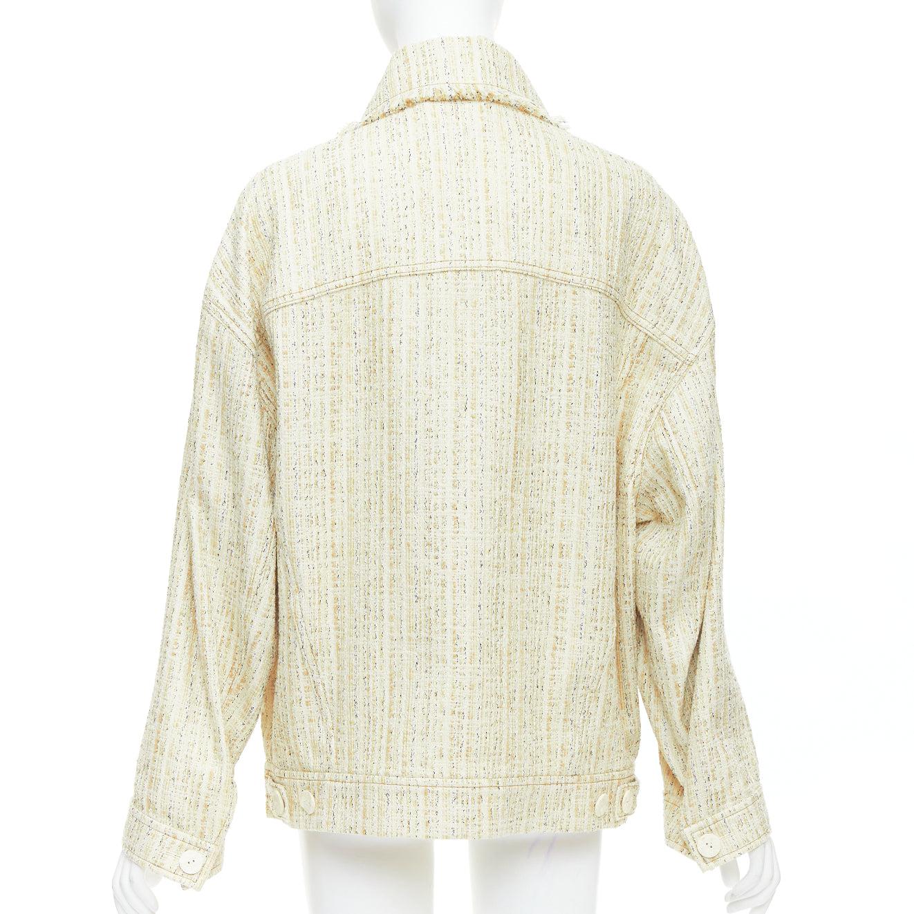 ACNE STUDIOS denim detail cream tweed oversized jacket FR32 XXS 1