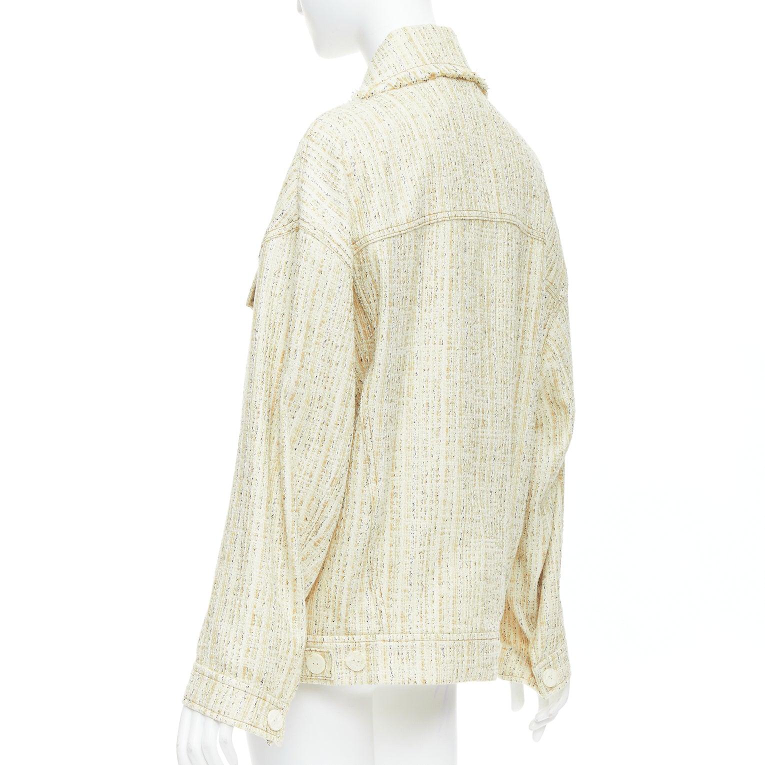 ACNE STUDIOS denim detail cream tweed oversized jacket FR32 XXS 2