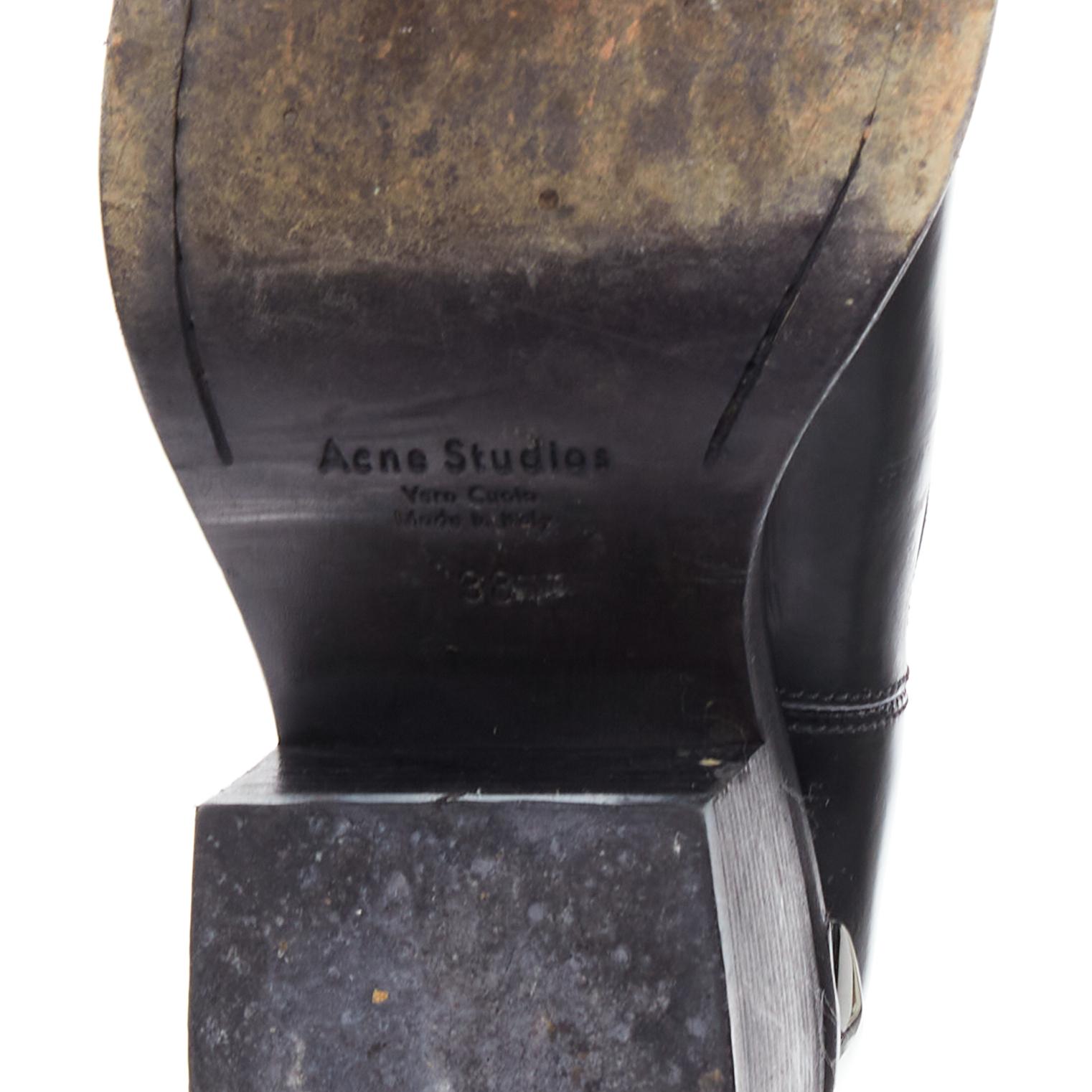 ACNE STUDIOS Dion bottes à soufflet à talon bloc en métal argenté EU38 en vente 5