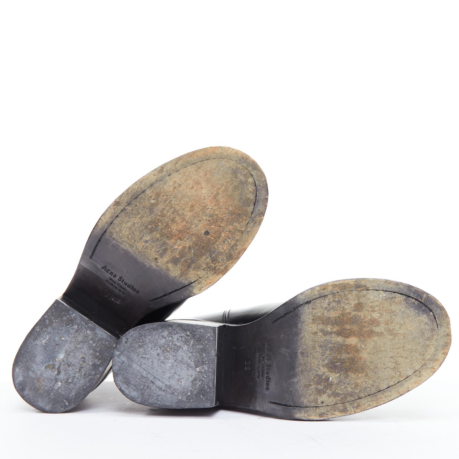 ACNE STUDIOS Dion bottes à soufflet à talon bloc en métal argenté EU38 en vente 6