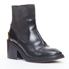 ACNE STUDIOS Dion silver metal detail block heel gusset boots EU38