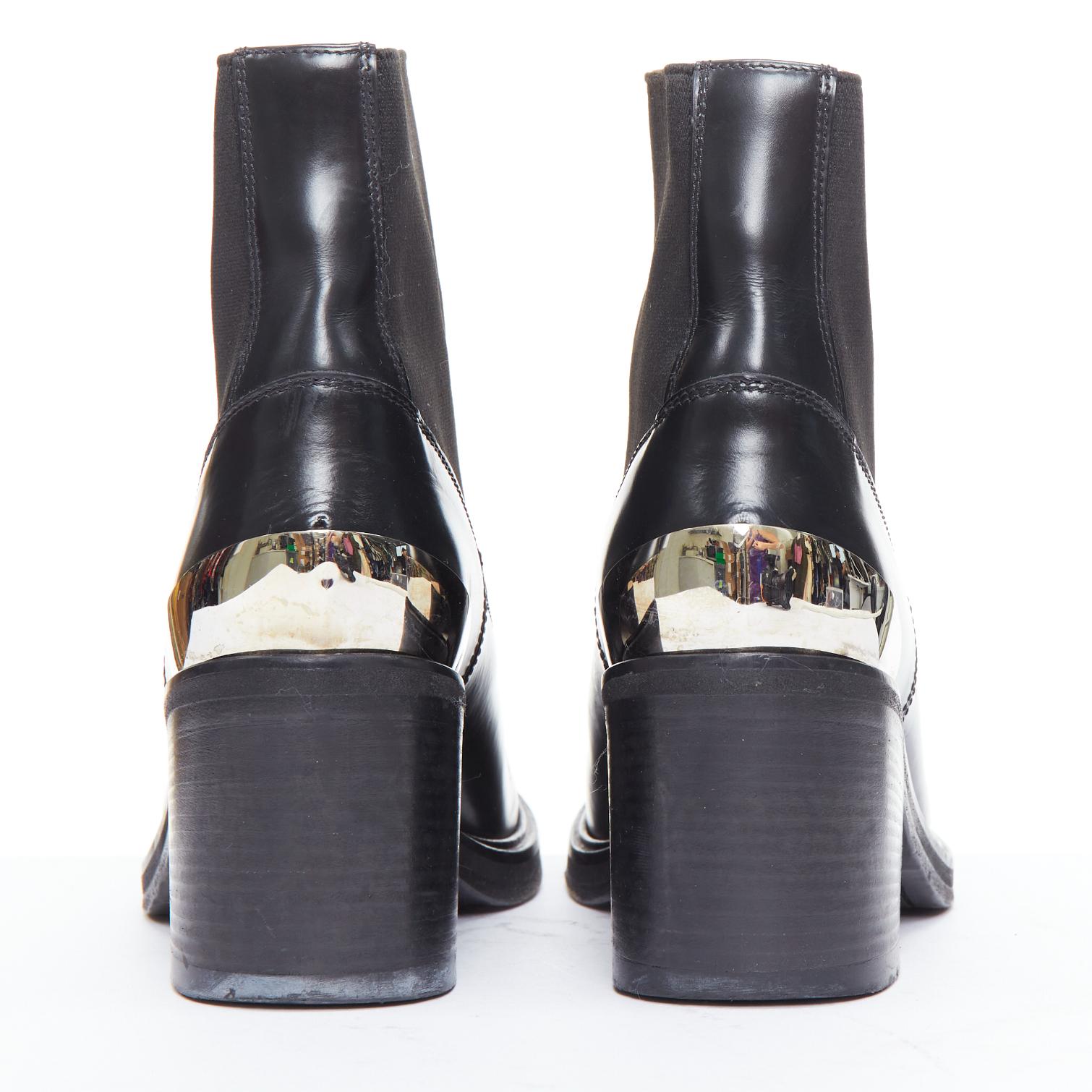 ACNE STUDIOS Dion bottes à soufflet à talon bloc en métal argenté EU38 Pour femmes en vente