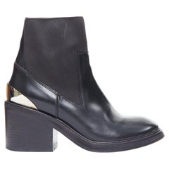 ACNE STUDIOS Dion silver metal detail block heel gusset boots EU38