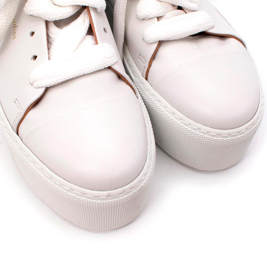 Acne Studios Drihanna White Leather Platform Trainers In Excellent Condition For Sale In London, GB