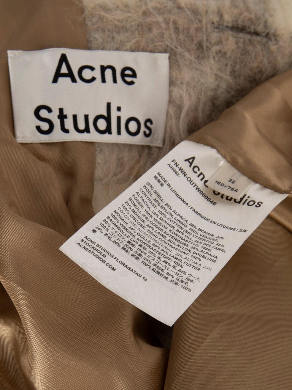 Acne Studios Ecru Wool Checkered Long Coat Size XXS Damen im Angebot