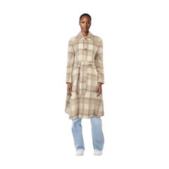 Acne Studios Ecru Wool Checkered Long Coat Size XXS