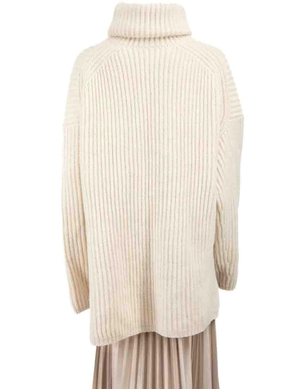 Acne Studios Ecru Wool Knitted Turtleneck Jumper Size M In Good Condition For Sale In London, GB