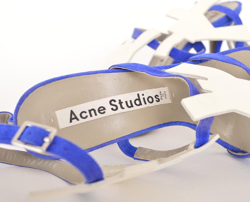 Acne Studios - Chaussures à talons à talons aiguilles abstraites bleu électrique Excellent état - En vente à Sheffield, GB