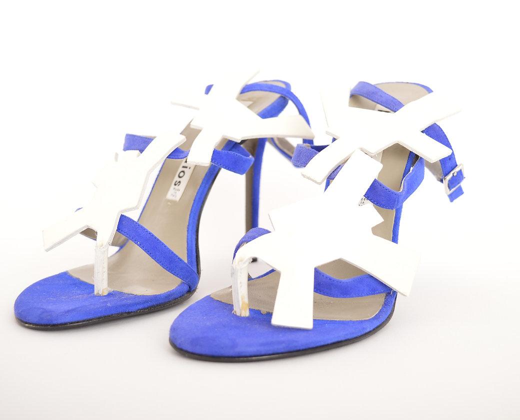 Acne Studios - Chaussures à talons à talons aiguilles abstraites bleu électrique Unisexe en vente