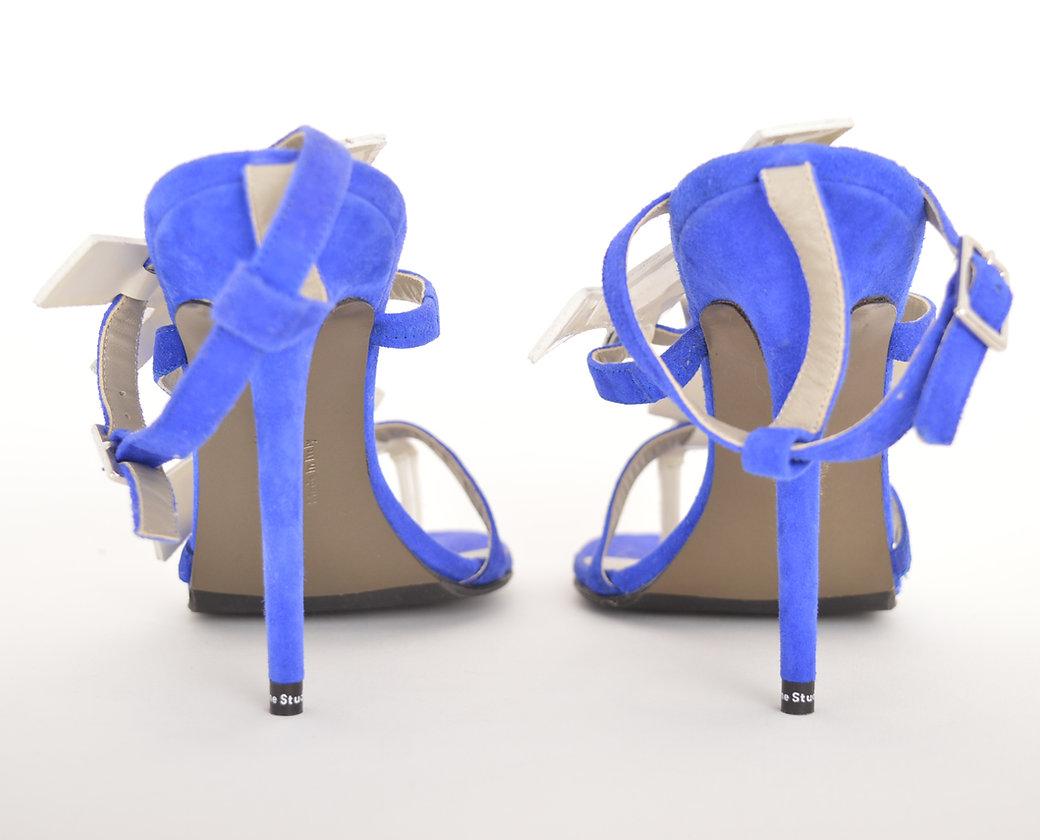 Acne Studios - Chaussures à talons à talons aiguilles abstraites bleu électrique en vente 4
