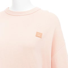 ACNE STUDIOS Fairah Face pink smiley square cotton pullover sweatshirt XS