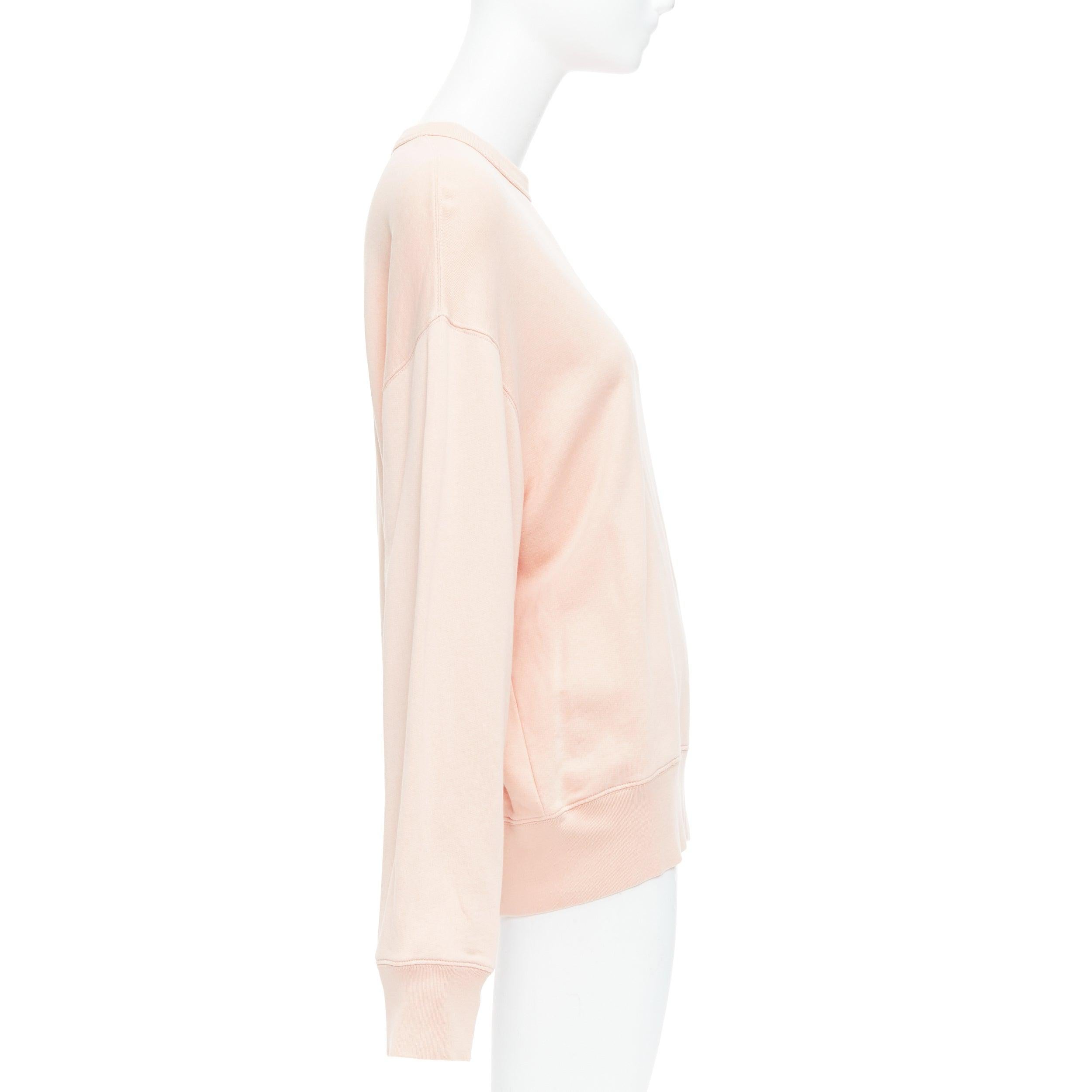 ACNE STUDIOS Fairah Face pink smiley square cotton pullover sweatshirt XS In Excellent Condition For Sale In Hong Kong, NT