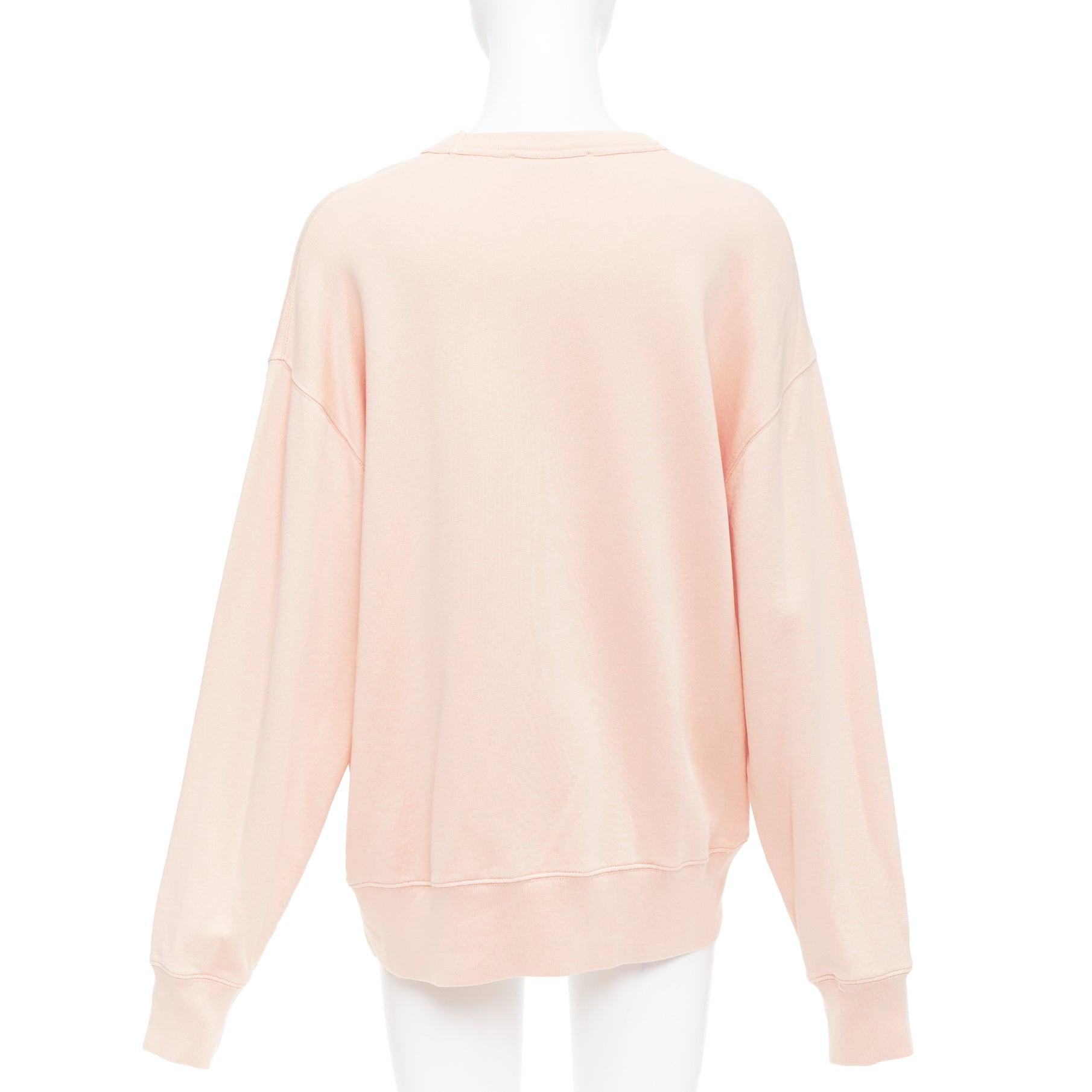 Women's ACNE STUDIOS Fairah Face pink smiley square cotton pullover sweatshirt XS For Sale