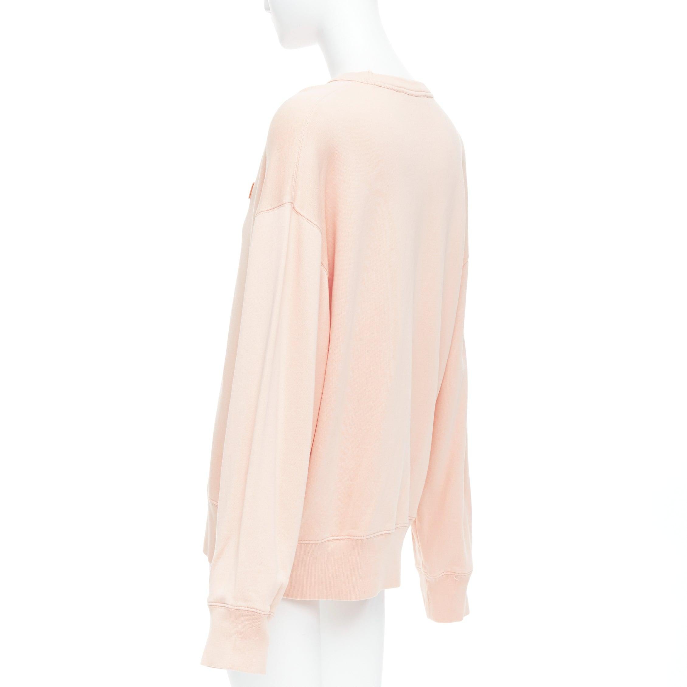 ACNE STUDIOS Fairah Face pink smiley square cotton pullover sweatshirt XS For Sale 1