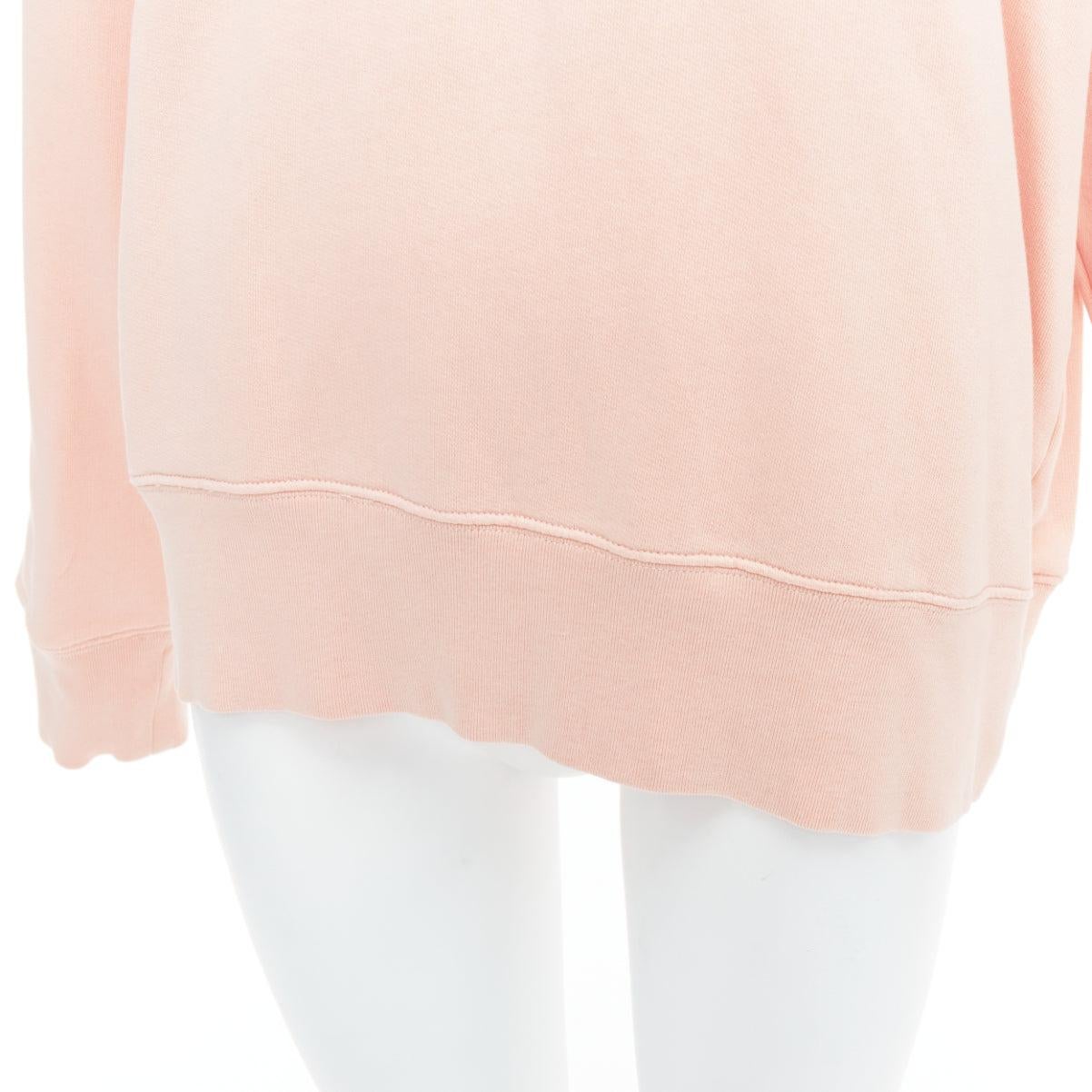 ACNE STUDIOS Fairah Face pink smiley square cotton pullover sweatshirt XS For Sale 2