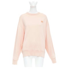 ACNE STUDIOS Fairah Face pink smiley square cotton pullover sweatshirt XS