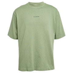 Acne Studios - T-shirt surdimensionné en tricot de coton imprimé logo vert M Acne Studios - T-shirt surdimensionné en tricot de coton imprimé logo vert M