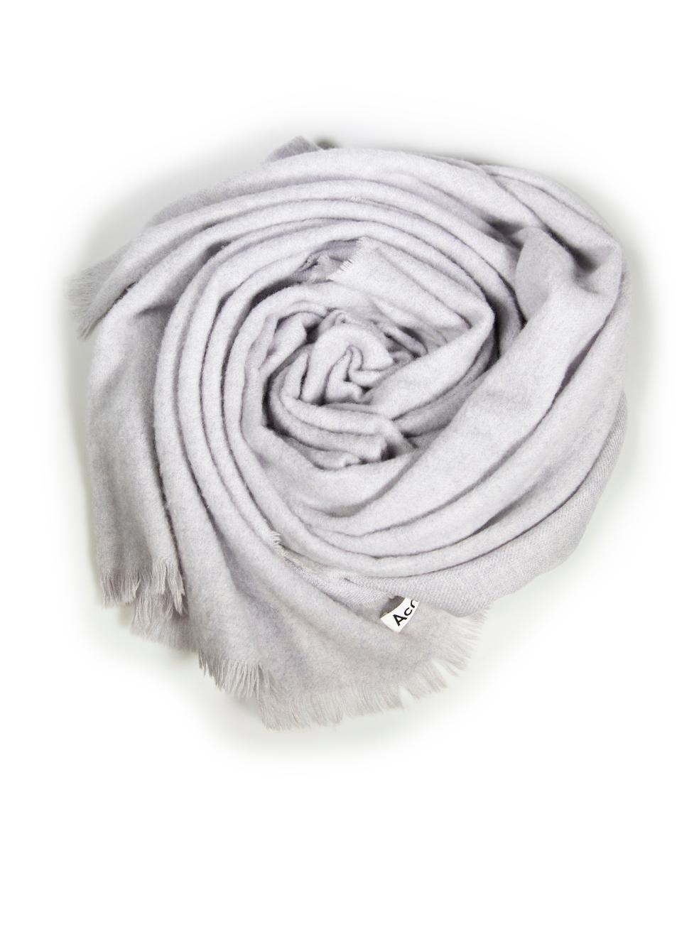 Women's Acne Studios Grey Fringed Scarf For Sale