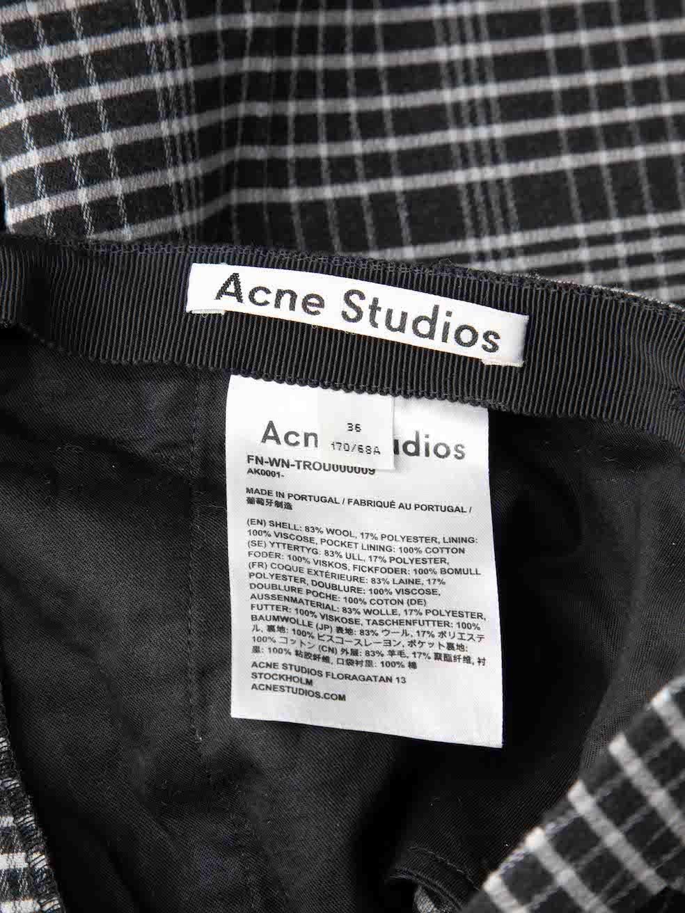 Women's Acne Studios Grey Wool Checkered Trousers Size S For Sale