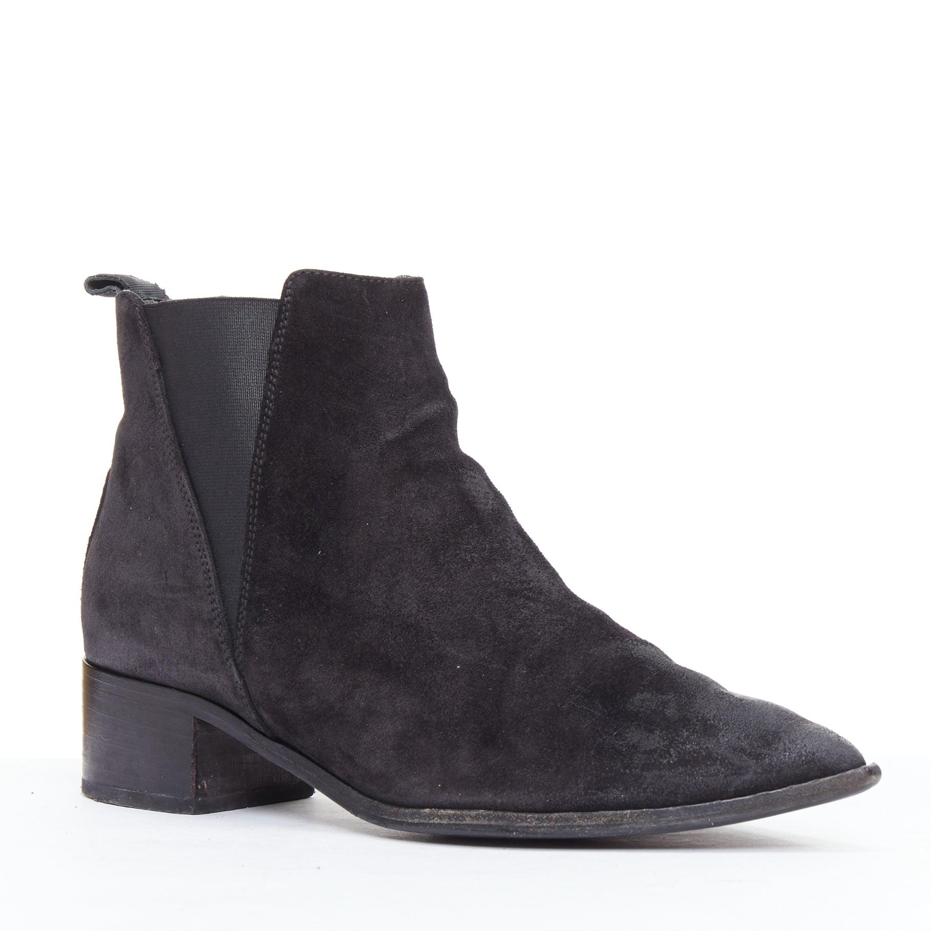 ACNE STUDIOS Jensen black suede geometric gusset boots EU38 For Sale at 1stDibs