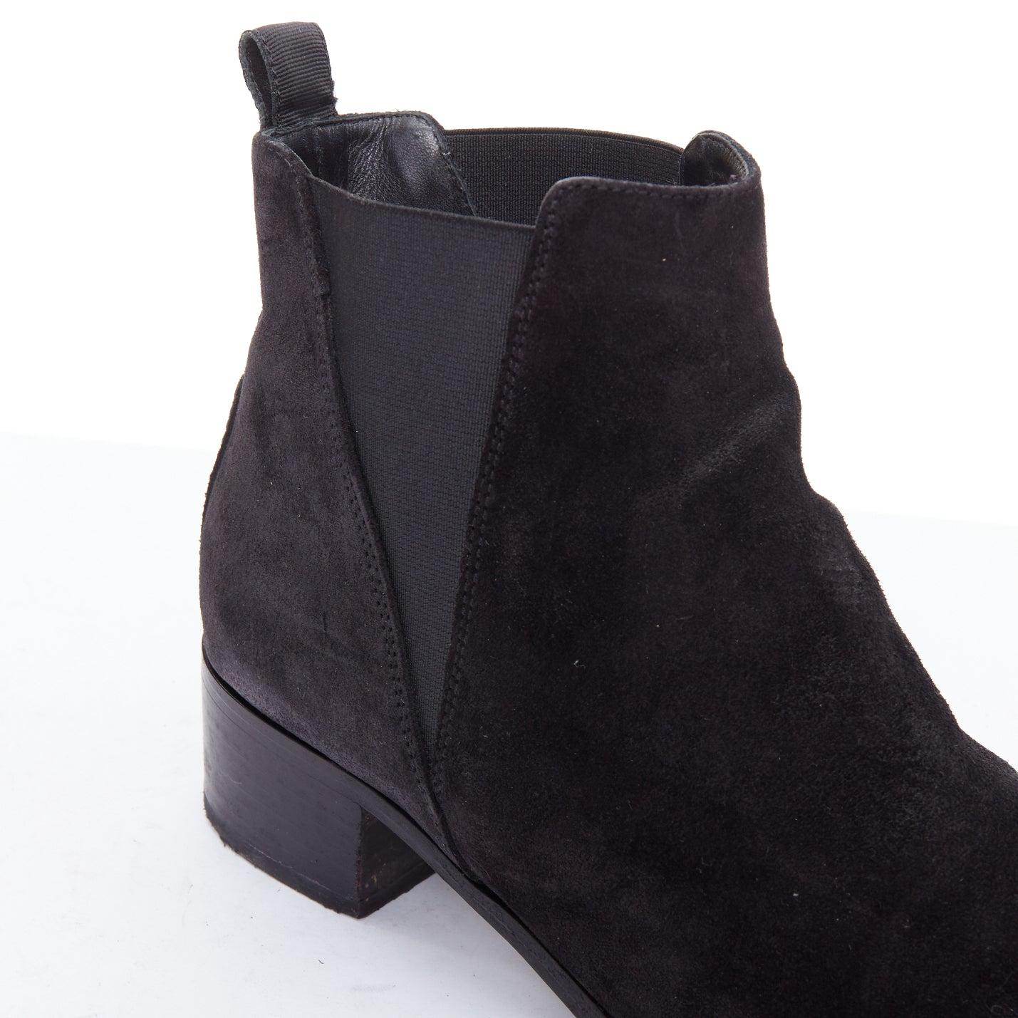 ACNE STUDIOS Bottes à soufflet géométrique en daim noir Jensen EU38 en vente 2