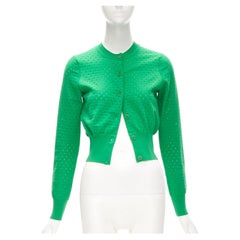 ACNE STUDIOS kelly green perforated cropped cardigan sweater S