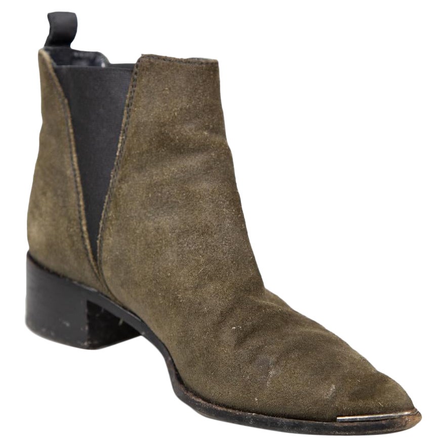 Acne Studios Khaki Suede Chelsea Boots Size IT 38 en venta