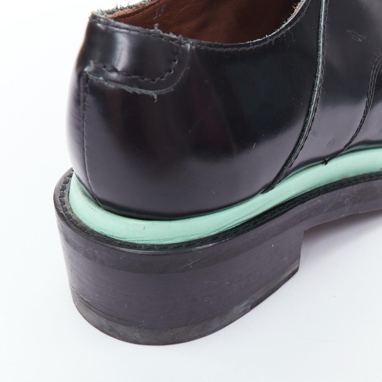 ACNE STUDIOS Lark bleu menthe semelle intermédiaire chaussures à lacets à bloc minimal  EU38 en vente 3