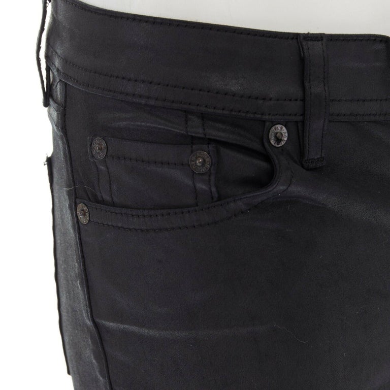 ACNE STUDIOS Low Pleather black coated cotton blend skinny jeans pants 25