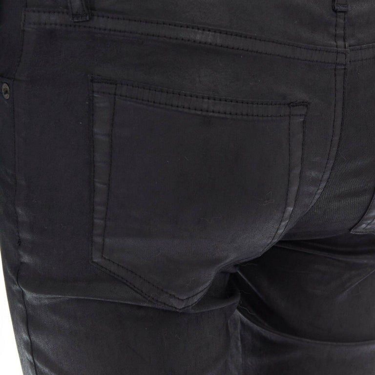 ACNE STUDIOS Low Pleather black coated cotton blend skinny jeans pants 25"  For Sale at 1stDibs