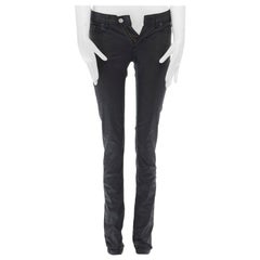 Studio A Low Pleather nero rivestito in misto cotone, pantaloni jeans skinny 25". Studio A Low Pleather nero rivestito in misto cotone, pantaloni jeans skinny 25".