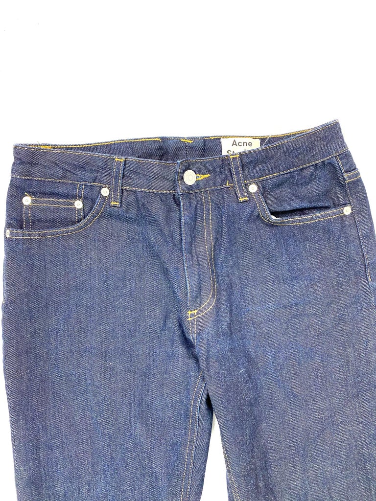 Acne Studios Mello Raw Long Flare Denim Jeans, Size For Sale at 1stDibs | acne tube jeans, acne tags, mello studios