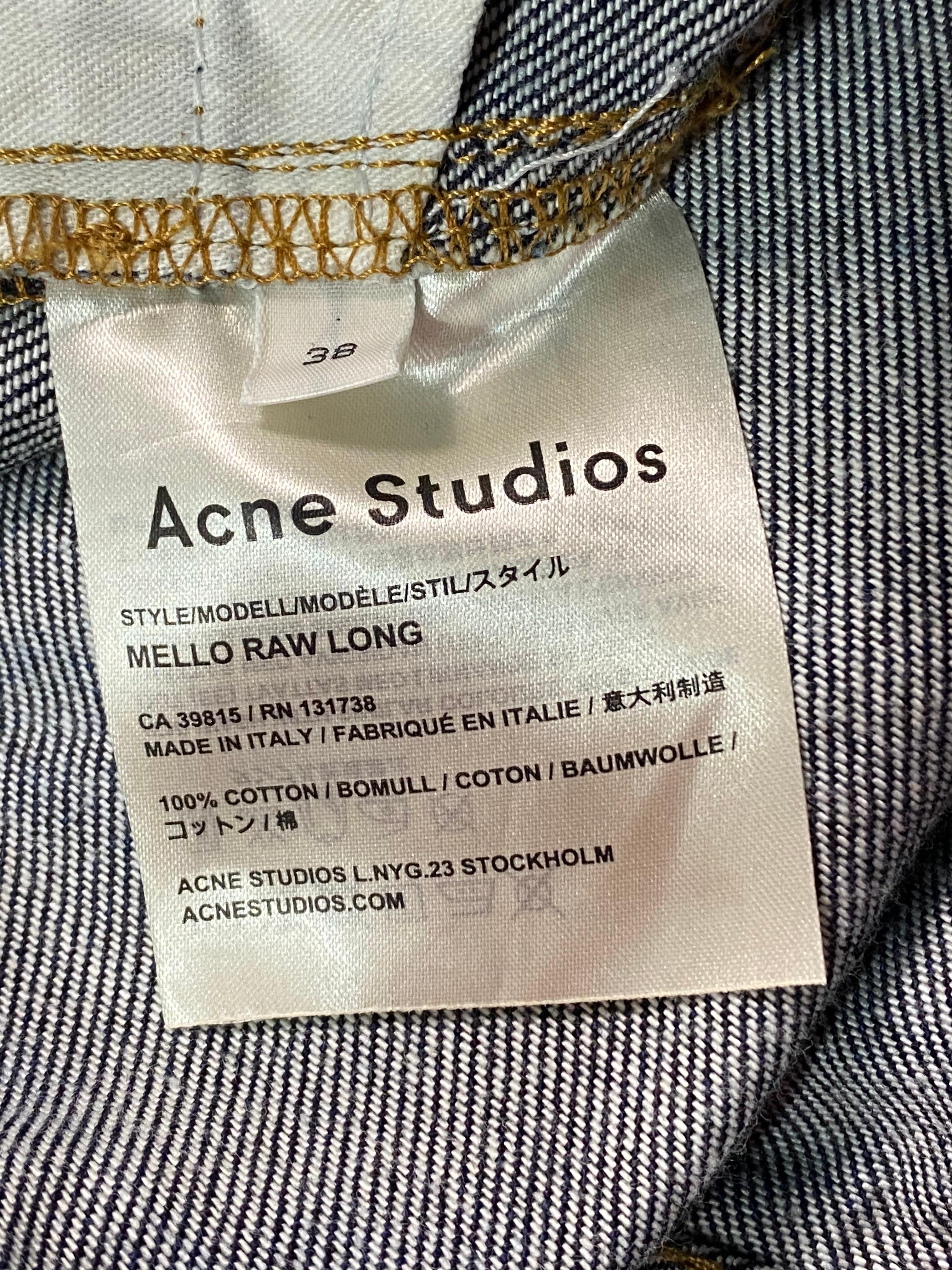 Women's Acne Studios Mello Raw Long Flare Denim Jeans, Size 26 For Sale