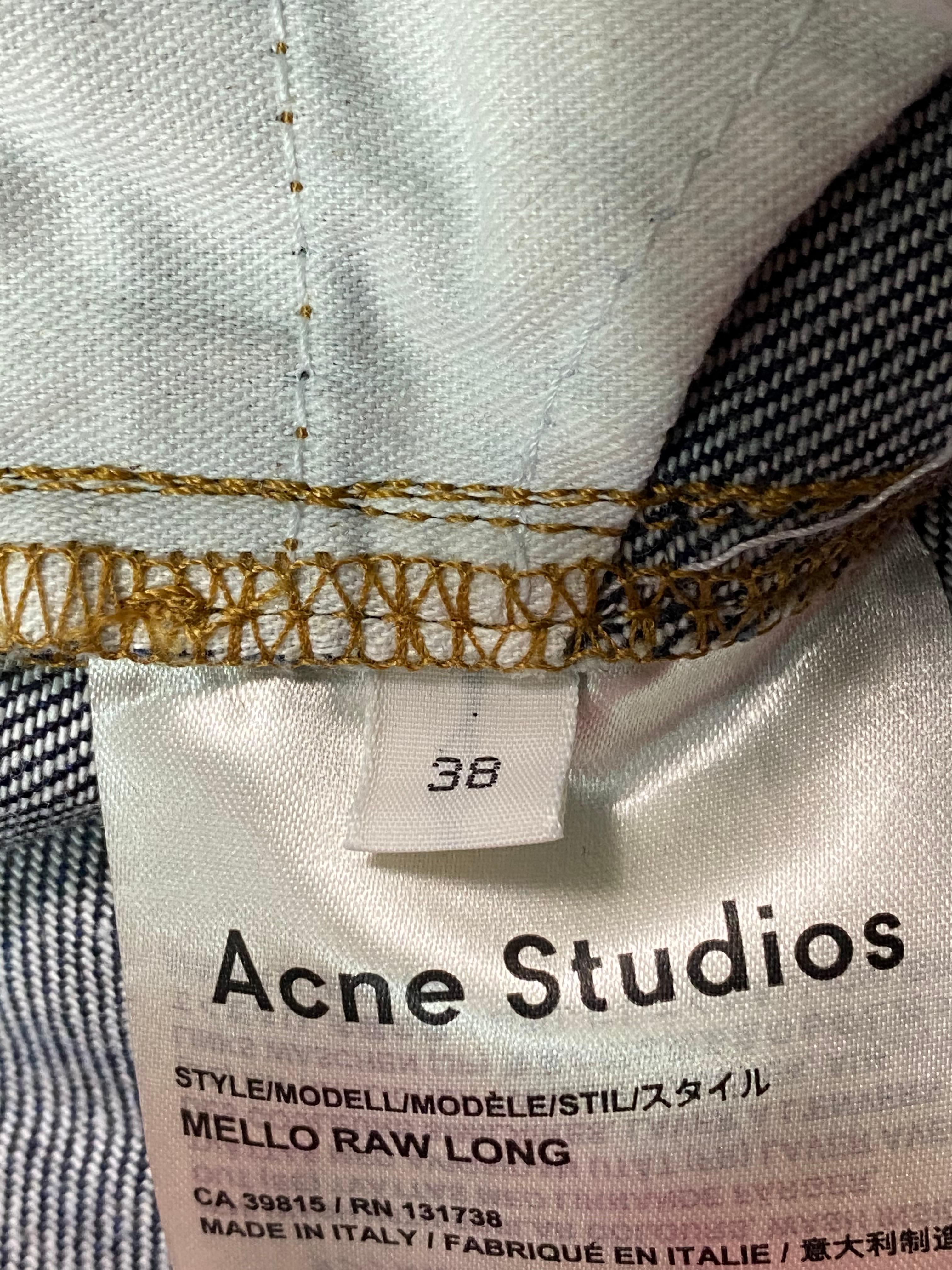 Acne Studios Mello Raw Long Flare Denim Jeans, Size 26 For Sale 1