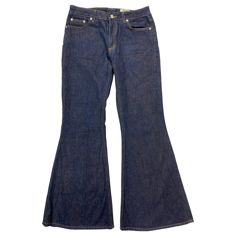 fordel Montgomery Identificere Acne Studios Mello Raw Long Flare Denim Jeans, Size 26 For Sale at 1stDibs  | acne tube jeans, acne studios tags, mello studios