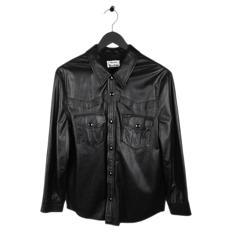 Acne Studios Men Lorvan PSS18 Leather Shirt Size 48IT(M) For Sale at 1stDibs