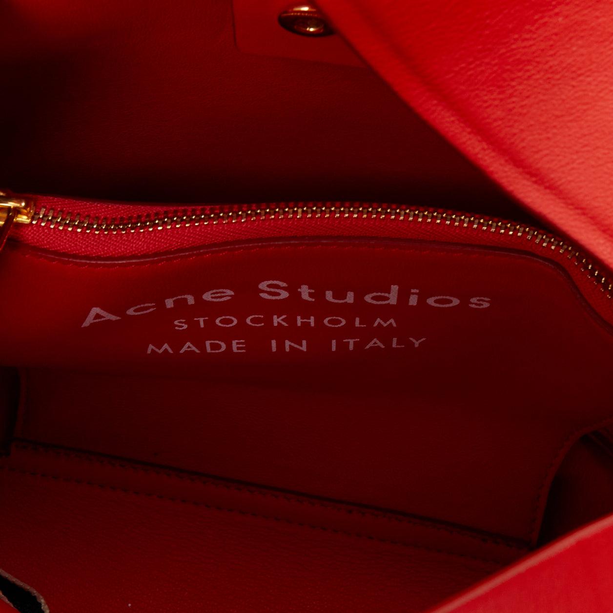 ACNE STUDIOS Musubi Mini red smooth leather ribbon side top handle bag For Sale 5